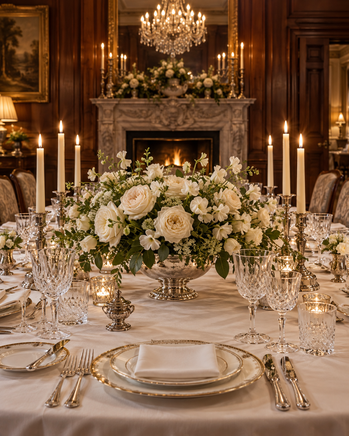 A formally laid fine dining table