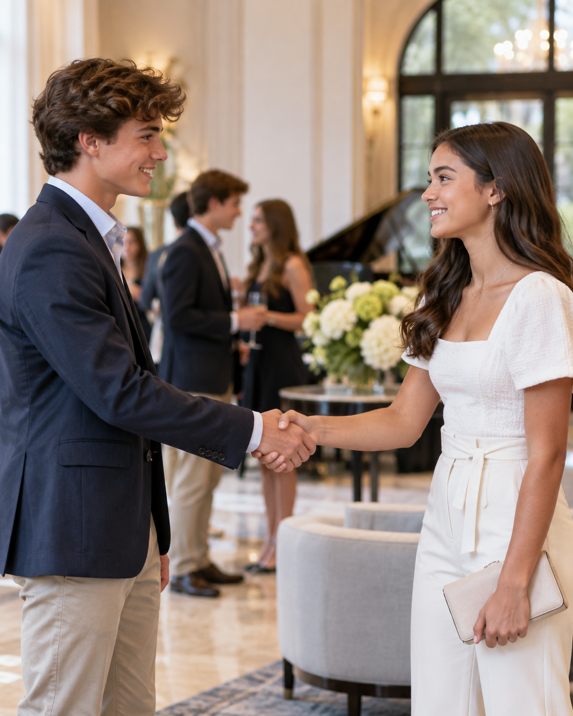 A teenager receiving a certificate at a formal ceremony