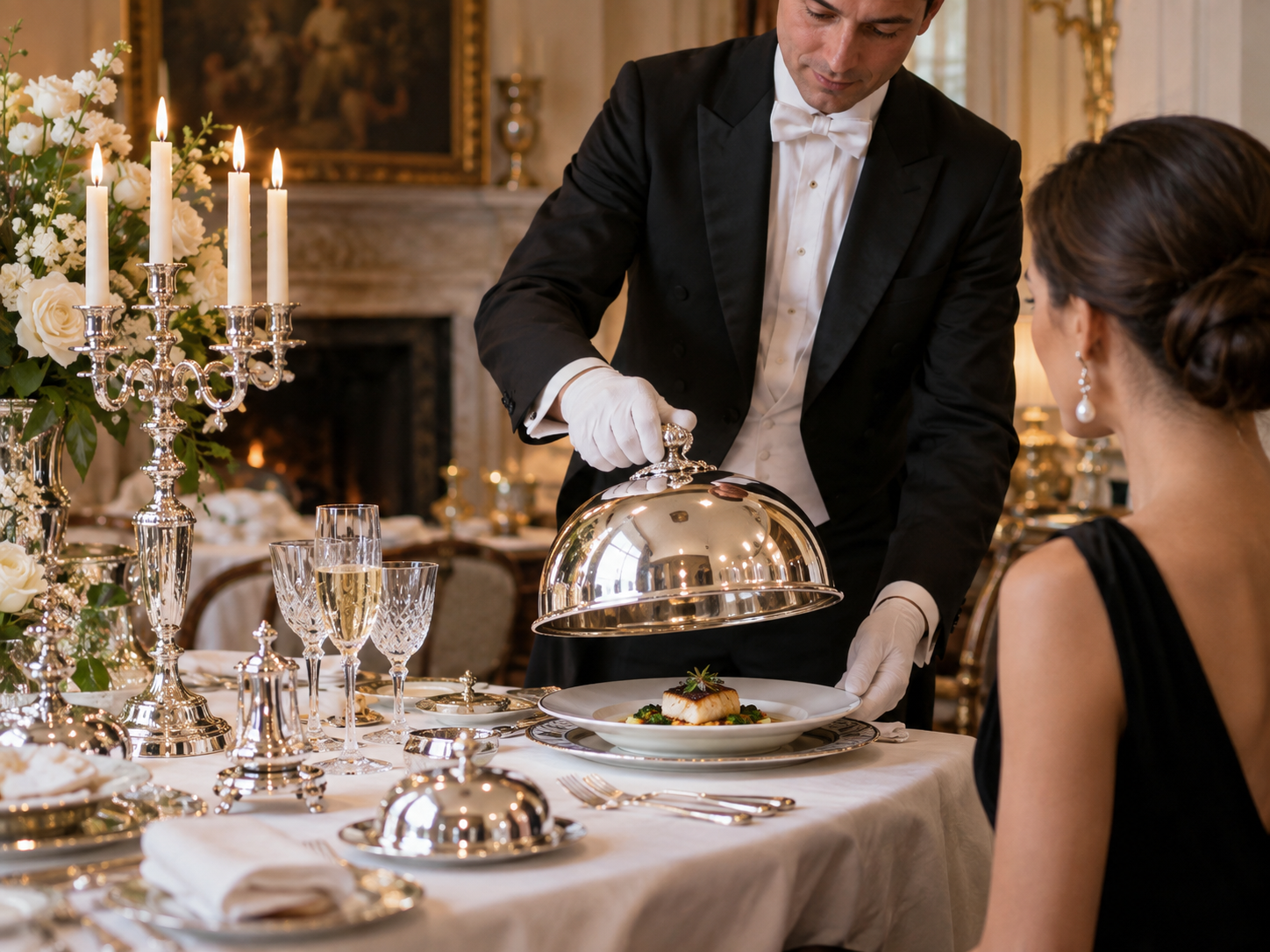An impeccably set fine-dining table