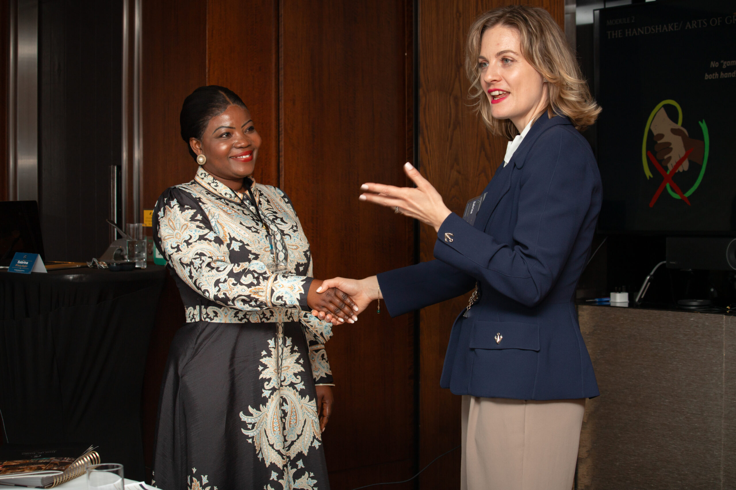 A handshake demonstration in the greeting module